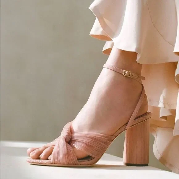 Loeffler Randall Reed High Heel Pleated Sandals in Beauty, New, Size 5 - Picture 2 of 14